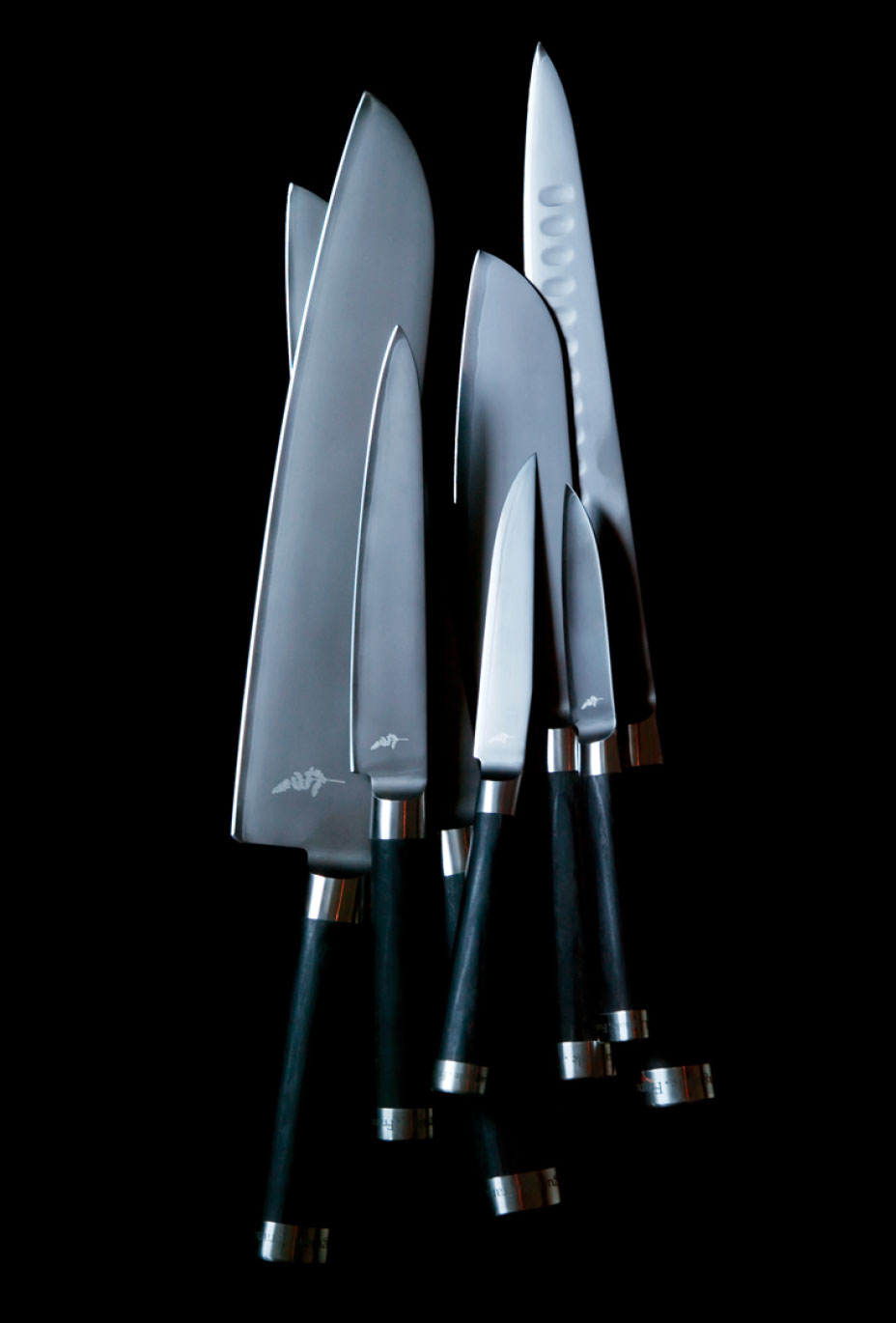 André et Michel Bras Set of 4 Full Black Vegetal Fiber Handle Steak Kn -  Forge de Laguiole USA